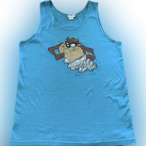 Vintage Pro Spirit hand painted Taz Looney Toons blue cotton tank top
